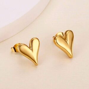 Classic Gold Heart Stud Earrings for Women